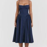Solène – Korset-midi-kjole i twill