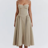 Solène – Korset-midi-kjole i twill