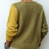 Ottavia | Oversize Colorblock Cardigan i Strik, Olivengrøn og Sennep